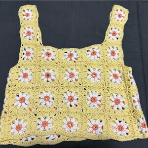 Yellow Crochet Floral top